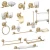 Import Modern design with perfect details Wall-mounted Ti-PVD bathtub set Brass toilet Bathroom accessories set Robe Hooks from China