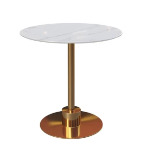modern designs gold color stainless steel marble stone  round table  coffee shop small table  dining table for  restaurant