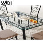 Modern Glass Top 6 Seater Dining Table Tempered Glass Table Set with chair