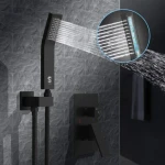 Modern Gold Wall Mounted Rain Shower Set Stainless Steel and Brass Brushed Finish Bathroom Faucet Accessories