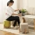Import Modern Low Round Wooden Home Furniture Stackable Removable Cover Padded Lounge Foot Stool Pouf Chairs Ottoman from China