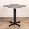 modern small square cast iron black steel metal base dark stone terrazzo garden outdoor table for hotel cafe