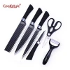 most popular 6 pcs embossing blade stainless steel kitchen knife set with non-stick coating