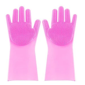 Multi Colors Silicone Cleaning Brusher Rubber Household Magic Washing Dishes Gloves For Kitchen