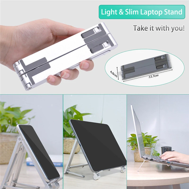Multi Folding Tablet Laptop Holder Stand Aluminum Alloy Invisible Notebook Stand For 11-15 inch Laptop Adjustable Computer Stand