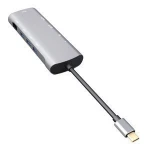 Multi-function  10in1 Type C Hub with  HDMI VGA Jack USB  Hub with Card Reader  USB3.0 Network interface