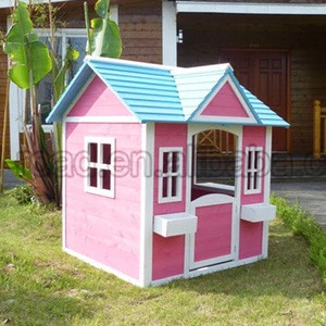 Multiple windows high quality pink garden kids wooden playhouse