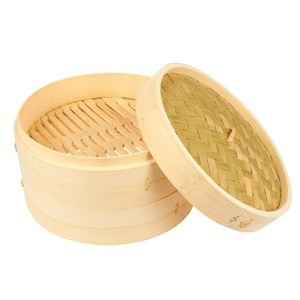 Natural Bamboo Steamer Basket - 3 Piece Set Dim Sum Bamboo Steamers, Great for Asian Cooking, Buns, Dumplings, Vegetables, Fish,