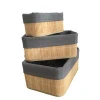 natural bamboo storage basket foldable with lining wholesale