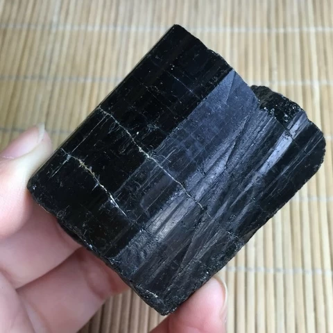 Natural rock jet stone rough aphrizite black tourmaline stone