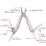 Nazhaosen Heavy compact multi knife survival camping shovel with knife igniter compass multi-function folding shovel