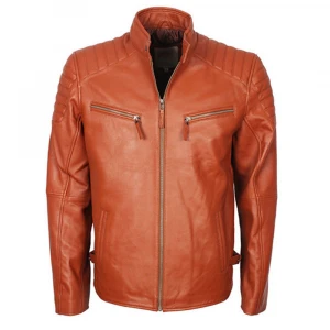 New 2020 Men Custom Cowhide Genuine Leather Jackets Front Comfortable Custom filling pockets