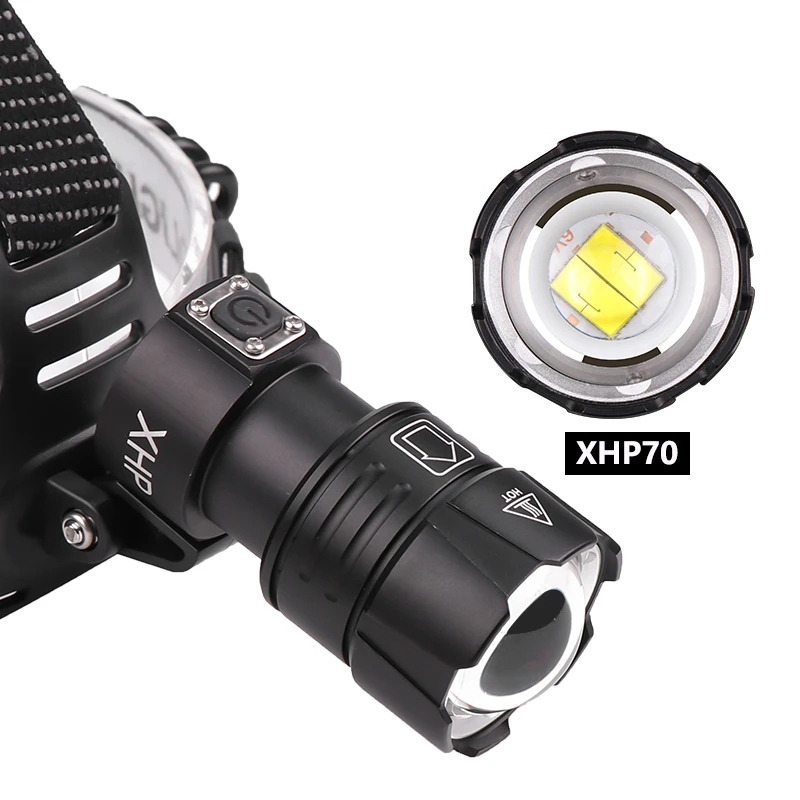New Arrivals Headlamp USB Rechargeable Waterproof 10000 Lumens Zoomable XHP70 High Power Led Headlamp