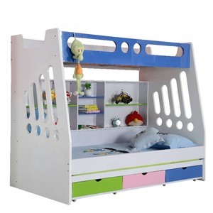 New design children furniture kids bedroom  sets bunk bed for kids with stairs cabinet MDF material in China