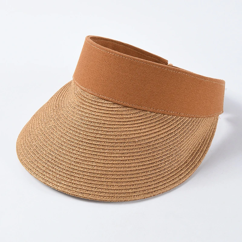 New Design female  visor hat handmade empty top straw hat outdoor summer sun travel beach  fashion ladies hat