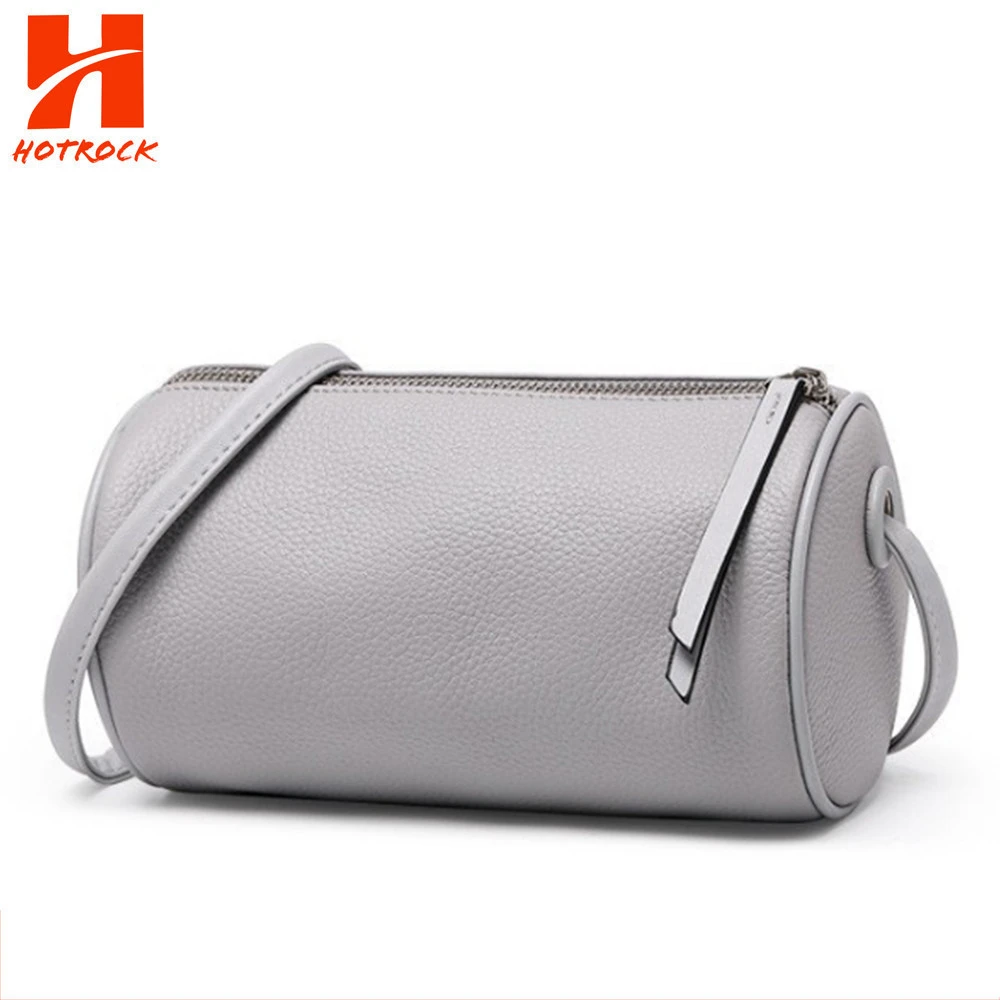 New design genuine leather cylindrical women handbags simple pillow Shoulder bags
