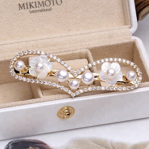 New design Heart-Shape pearl crystal hair clip pearl jewelry for women