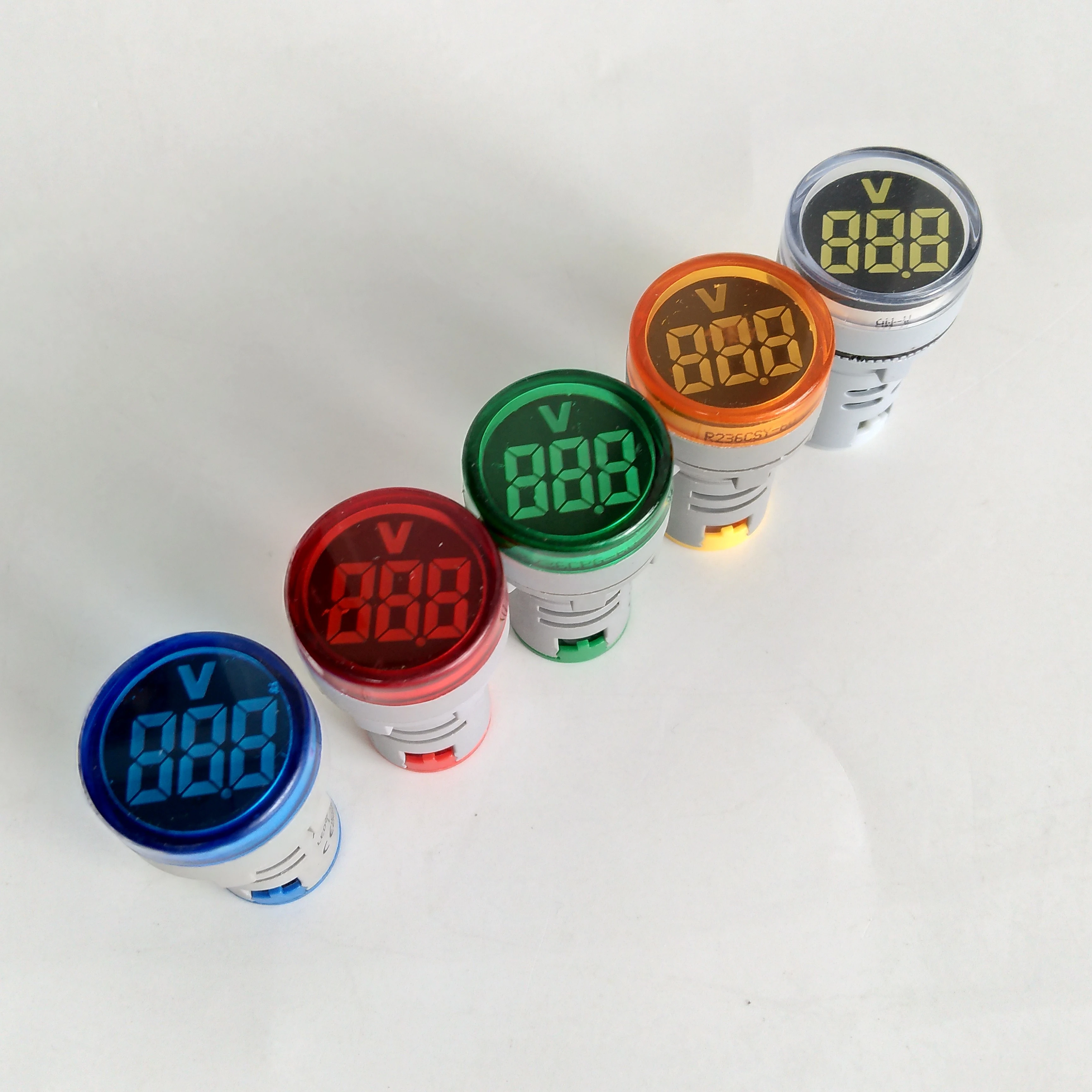 New Generation 22mm Big LED Highbright Red Greeen Amber Blue White AC 110V 230V Voltmeter Indicator Light Voltage Meter
