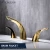 Import New Gold Bathroom Brass Wash Hand Basin Faucets Two Handles Three Holes Mixer Tap from China