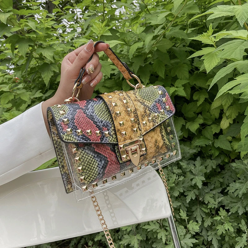 New trendy mini serpentine graffiti handbags women ladies shoulder bag crossbody purse jelly bag hand bags with chain
