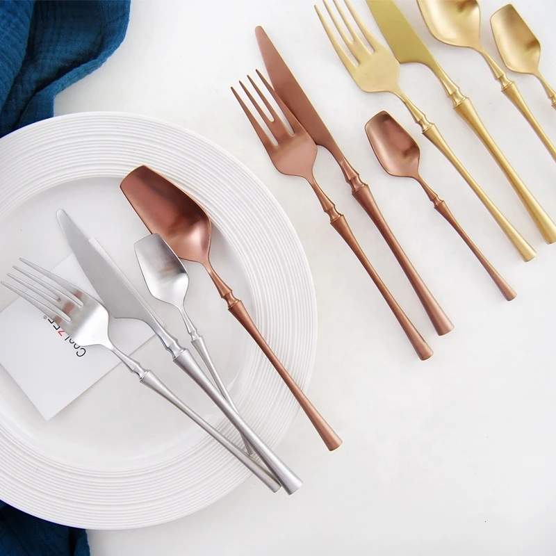 Nordic brushed tableware Hotel supplies Titanium cutlery stainless steel cutlery