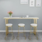 Nordic simple marble bar coffee table and chairs house living room  high footed table bar coffee shop table chair