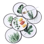 Nordic style green plant banana leaf 8-inch ceramic plate creative fruit plate