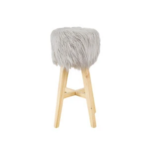 ODM&amp;OEM European Style 4 Legged High White Wooden Faux Fur High Bar Chair Modern