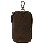 OEM Genuine Cow Leather Car Key Holder Wallets Housekeeper Card Zipper Case Keys Organizer for men