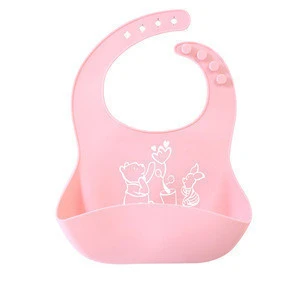 OEM Hot Selling BPA Free Anti-bacterial Custumised Adjustable fancy silicone baby bib With Food Catcher