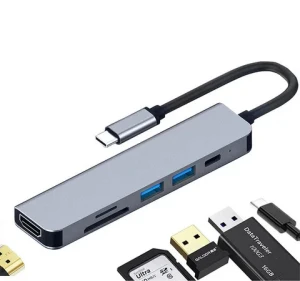OEM Type-c hub 6-in-1 docking station for computer 4K HD USB-C PD charging conversion