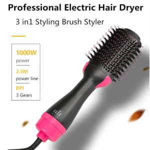 OEM wholesale 3 in 1 hand held silent curl straightening hot and cold hair dryer brush