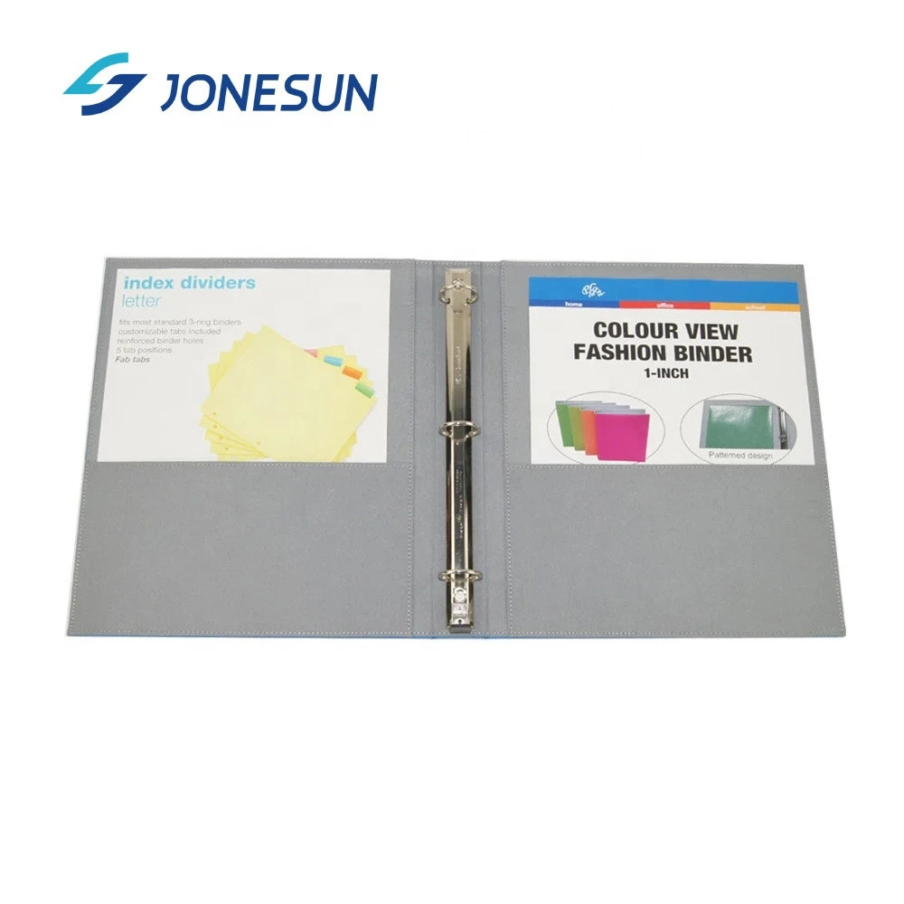 office supplies stationery custom logo embossing a4 document ring binder  pu leather file folder
