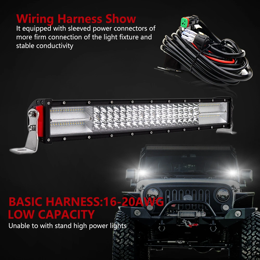 One control two Led Work Light Offroad Truck Led Light Bar auto wiring harness