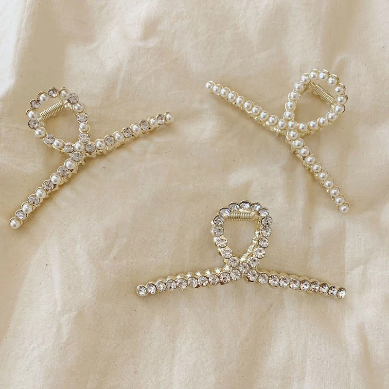 ONYSS High Quality Fashion Clip Pearl Diamond Accessory 2020 Hair pins Korean Rhinestone Woman Metal Pearl Hair Claw