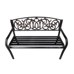 Outdoor double seat flower design cast iron bench