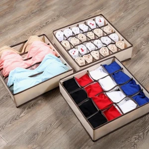 Oxford cloth foldable underwear storage box three-piece washable bra panty socks mesh drawer storage box underwear organizer