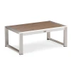 Patio furniture plastic wood top modern outdoor coffee  table  with metal frame