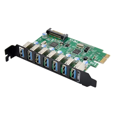 PCI-E Express Card To USB 3.0 7 Port with a 15pin SATA Power Connector PCIE Adapter NEC720201 and VL812 Chipsets