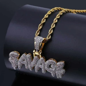 personality rap hiphop SAVAGE pendant hipster men necklace for European and American