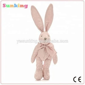 pink rabbit Hemp cotton home decor Long ear   bunny dolls girl doll baby gift