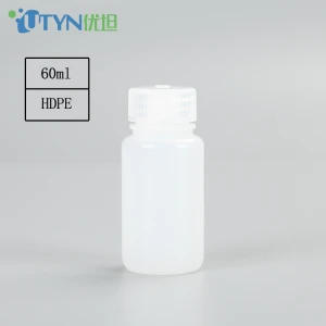 Plastic Bottles HDPE Empty with screw top Wide Mouth Leakproof Lab Reagent Bottle Sample Bottle White, Translucent, amber, 60 ml