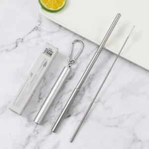 Portable High-End 304 Foldable Reusable Custom Telescopic Stainless Steel Retractable Metal Collapsible Drinking Straw