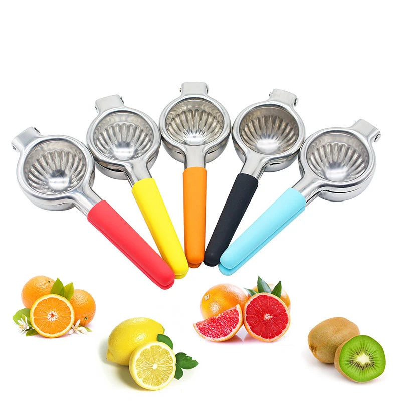 Portable lemon squeezer with silicone handles fruit juice orange juicer squeezer machine metal manual press juicer