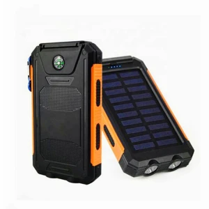 Portable solar mobile phone power bank waterproof solar charger 8000mah rohs power bank with LED light