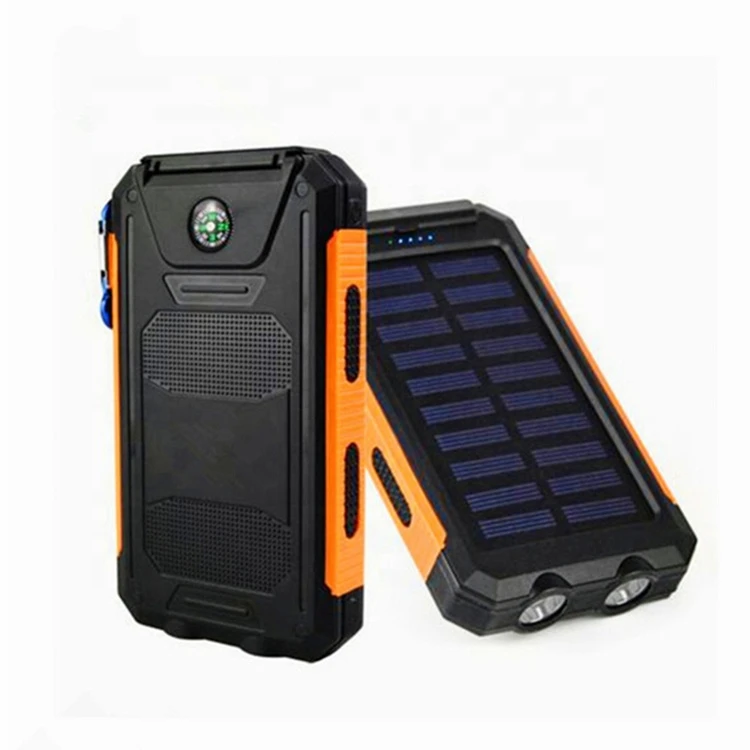 Portable solar mobile phone power bank waterproof solar charger 8000mah rohs power bank with LED light