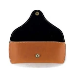 Portable sunglass bag leather eye glass case monogram handmade real cowhide with snap button closure sunglasses pouch leather
