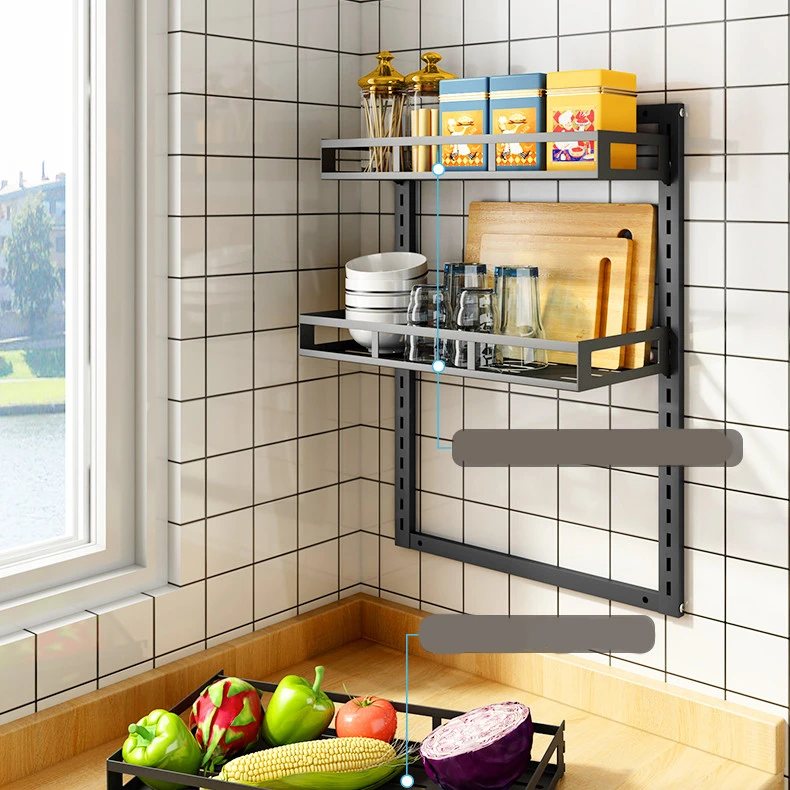 Promotional desktop three-layer home seasoning rack stable stainless steel kitchen storage rack
