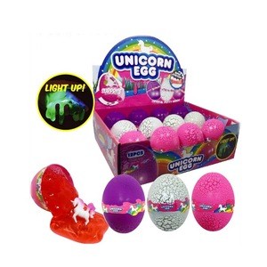 Promotional Toys Kids Surprise Toys Light Up Unicorn Egg Putty Toy Crystal Slime With Figurine