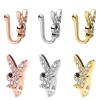 Rabbit with Gems Clip On Nose Ring Stainless Steel Fake Non Piercing Nose Jewelry